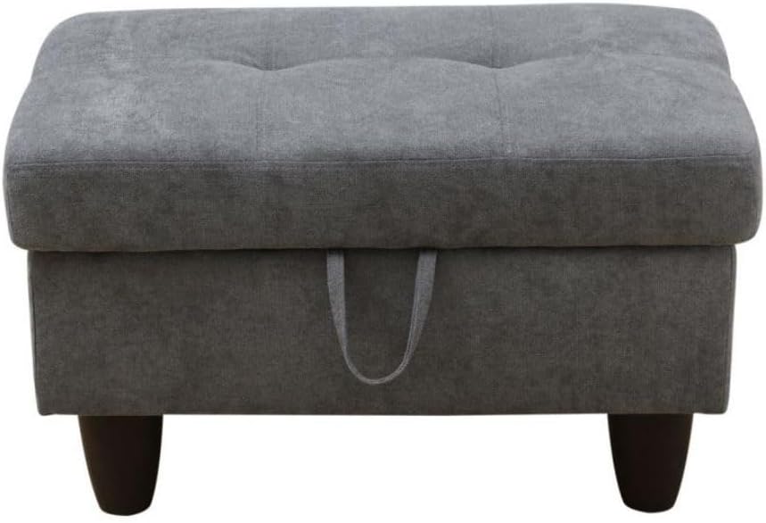 Ottoman Storage Ottoman Bench Flannel Footrest Footstool with Hinged Lid for Living Room, Bedroom, Entryway, Dark Grey, 28.5'X19'X17.5'