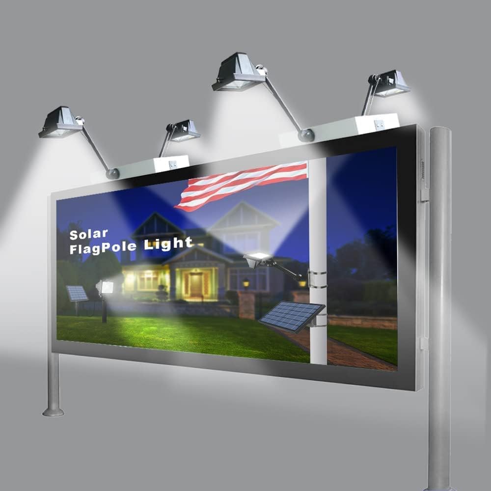 Solar Sign Lights Outdoor, Aluminum Alloy,120 Super Bright LED Billboard Light IP65 Waterproof 12000mAh Commercial Solar Light for Real Estate Signs Business Advertising Sign Wall Lighting