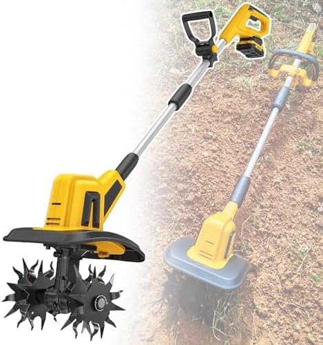 Cordless Electric Garden Tiller Cultivator,Small Home Vegetable Garden Tiller,2000mAh 4000mAh Capacity,20V DC,270 R/min,22cm Tilling Width and 18cm Depth 4000mAh (2000mAh)