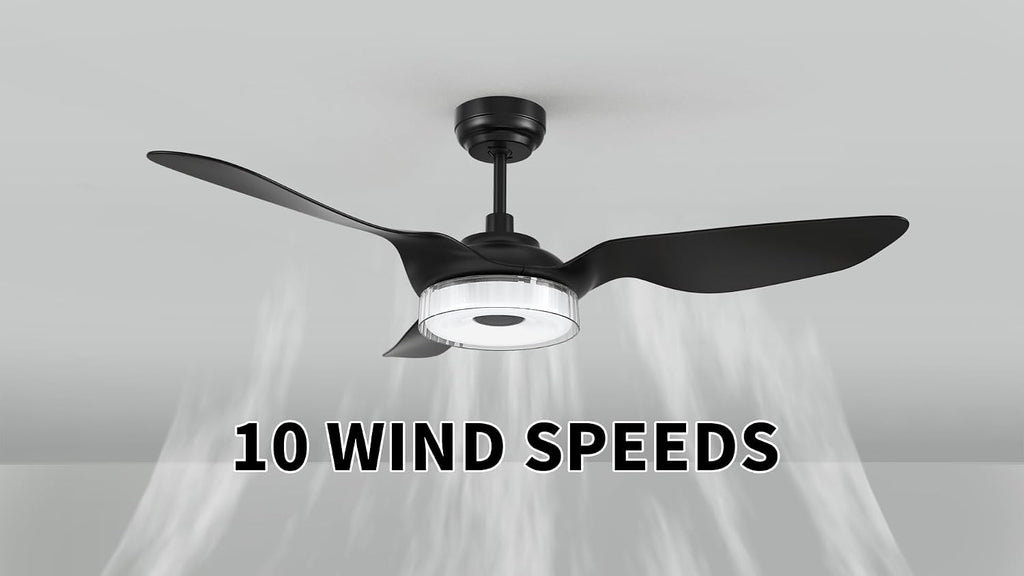 Carro 52' Ceiling Fan with Light and Remote, 10 Speeds Reversible Silent DC Motor Smart Ceiling Fan, 3 Light Colors Dimmable Indoor Outdoor, Compatible with Alexa, Siri & Google Home, Black