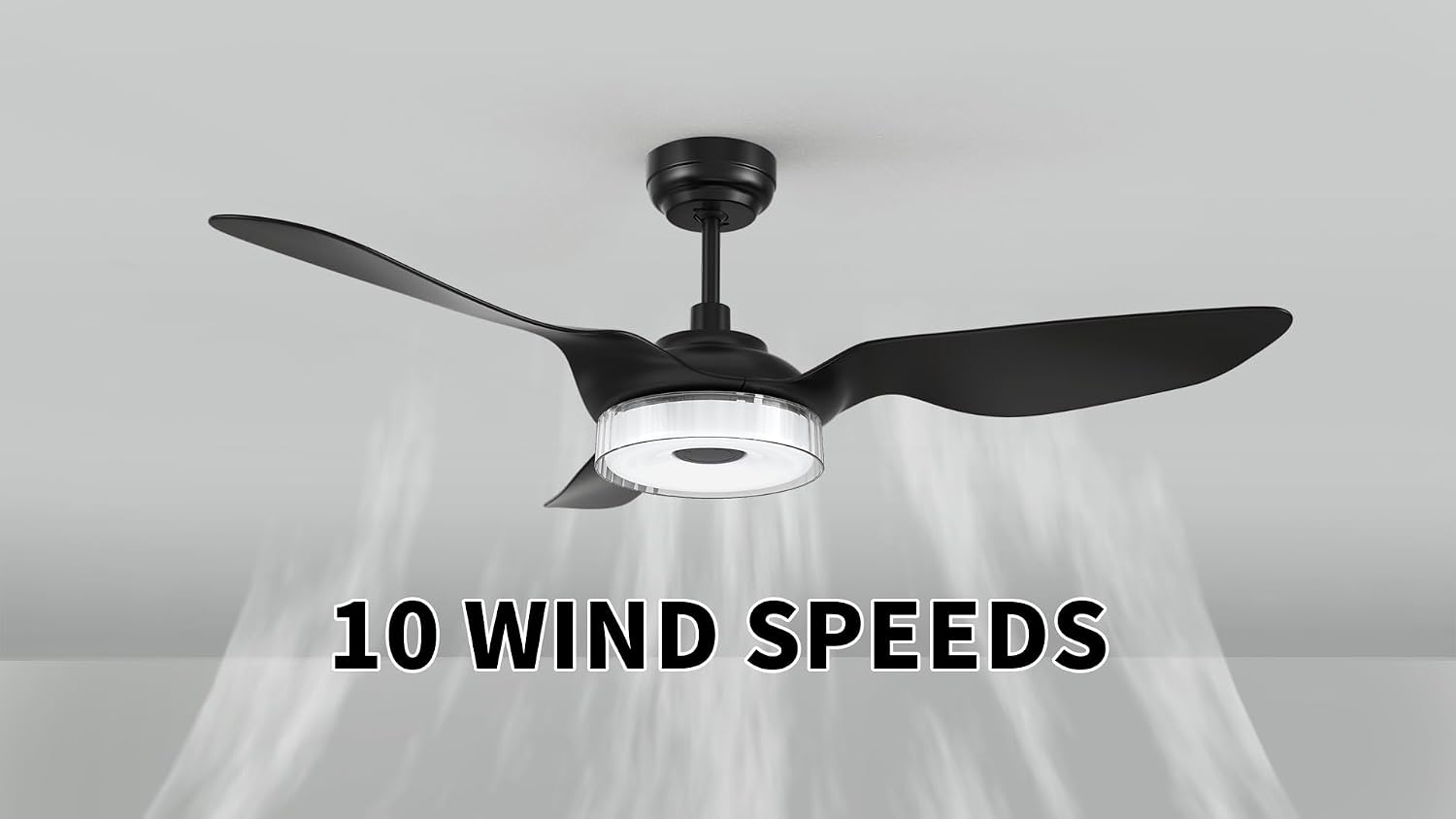 Carro 52' Ceiling Fan with Light and Remote, 10 Speeds Reversible Silent DC Motor Smart Ceiling Fan, 3 Light Colors Dimmable Indoor Outdoor, Compatible with Alexa, Siri & Google Home, Black