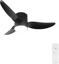 GESUM Ceiling Fan with Lights, 38' Flush Mount Ceiling Fans with Remote Control, Dimmable, 3CCT, Reversible, Black Ceiling Fans for Bedroom Kitchen Porch Patios