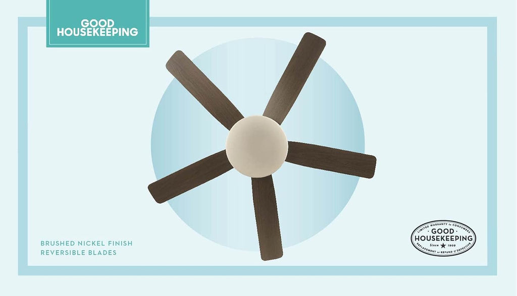 Good Housekeeping 63173-BN Adeline LED Indoor Ceiling Fan with Remote Control, Brushed Nickel, 52'
