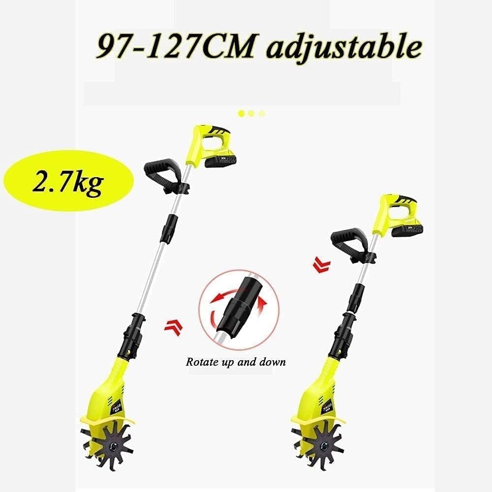 MekUk Garden Tiller & Cultivator Cordless Tiller, with A 4000mah Lithium Battery and Charger, Adjustable Handle, Portable Cultivator for Gardens for Garden Care Compacted Soils and Lawn Yard