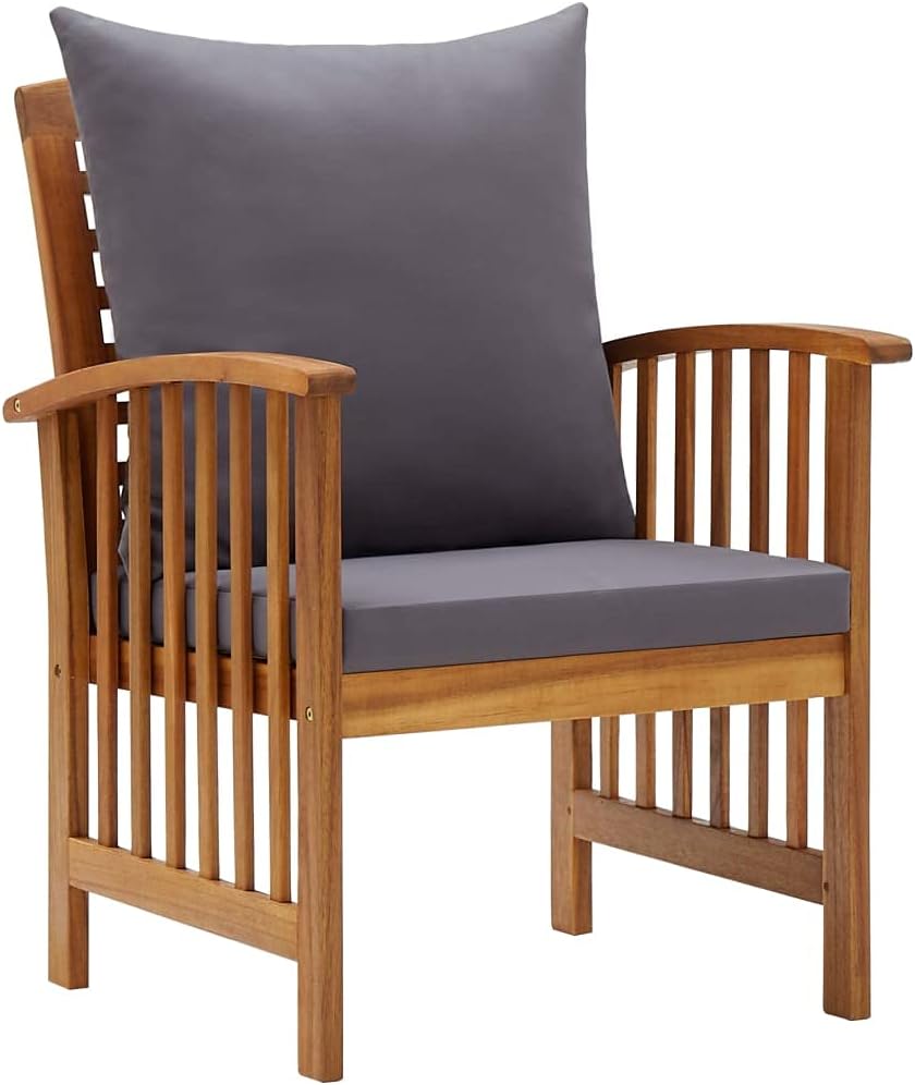 4 Piece Patio Furniture Sofa Set with Cushions, Outdoor Solid Acacia Wood Patio Conversation Table Chair Set for Garden, Backyard, Poolside,-516