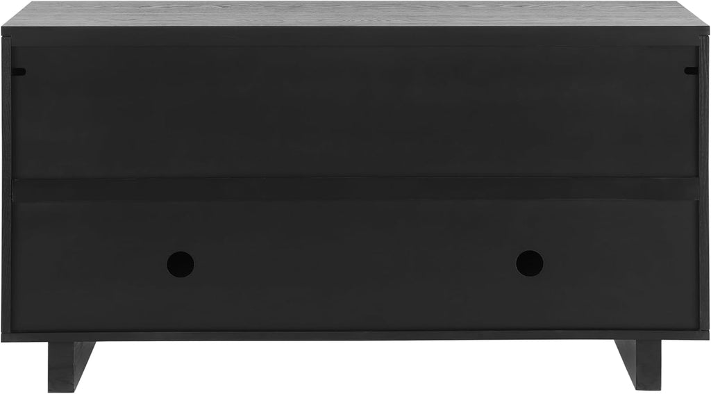 Christopher Knight Home Guke Modern Wooden Kitchen Sideboard Cabinet with Metal Handles, Rectangular Living Room Storage Cabinet with Shelves, Spacious Dining Room Cupboard with 4 Doors, Black