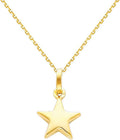 The World Jewelry Center 14k Yellow Gold Star Pendant with 0.9mm Cable Chain Necklace