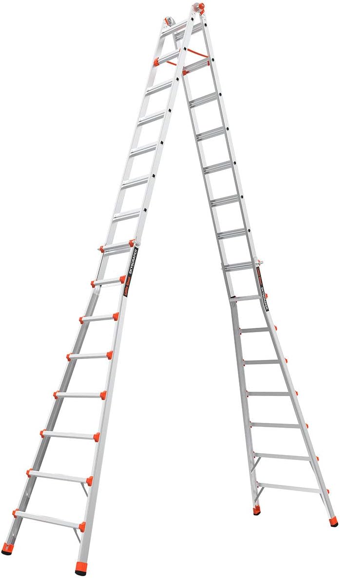 Little Giant Ladders Skyscraper M15, Adjustable Step Ladder, 8–15 Ft, Aluminum, 300 lb Capacity, Type 1A Extra Heavy Duty, 18.75-Ft Reach (10109)