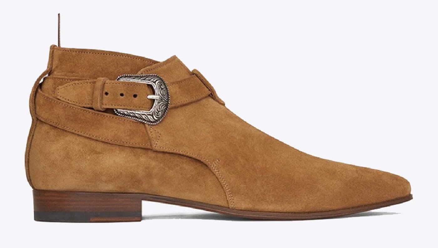 Santimon Men's Top-Grain Leather Buckle Ankle Chukka Boots – Western Jodhpur Suede Boots with Harness Strap, Pointed Toe Dress Boots for Casual, Rodeo, Parties & Everyday Wear