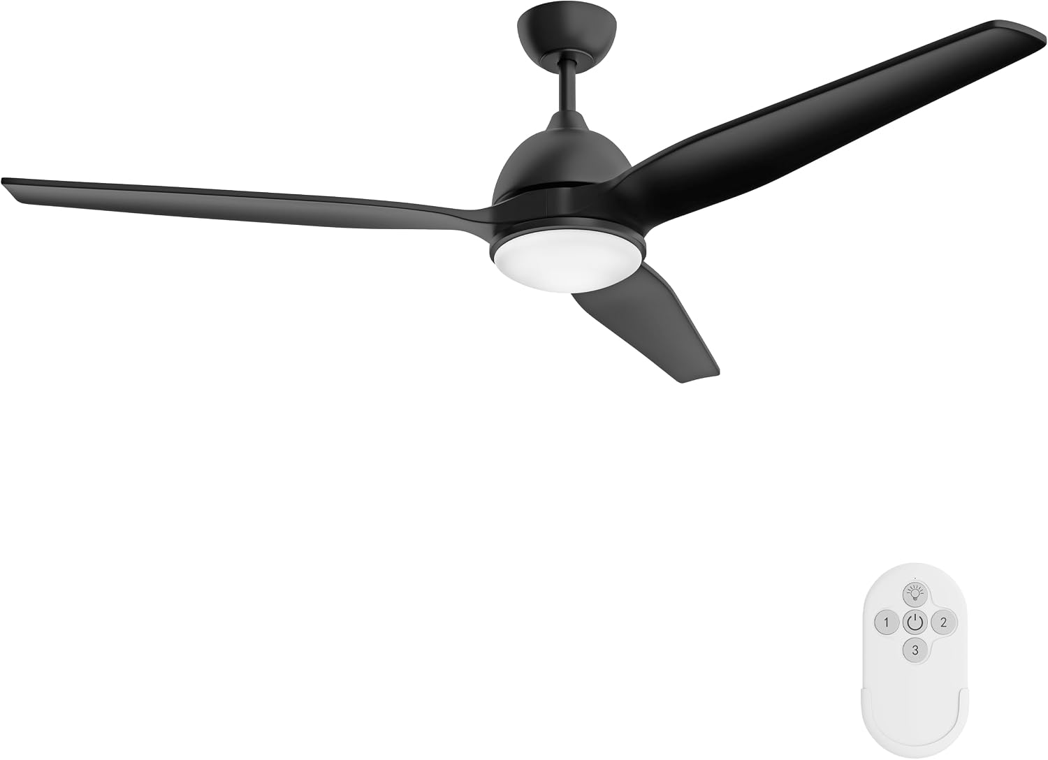 Inlight 60 IN. Integrated LED Indoor and Outdoor Black AC Motor Ceiling Fan with Light and Remote, IN-0714-3-BK