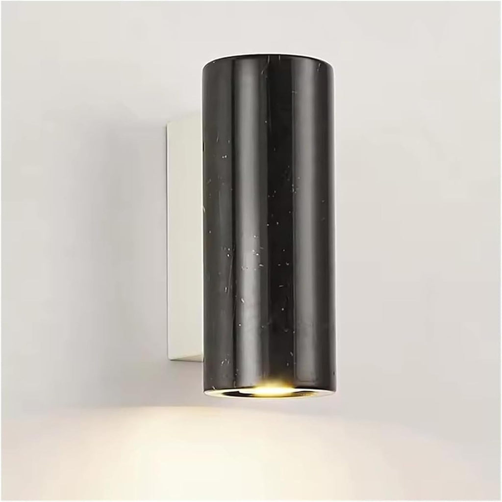 Nordic Minimalist Natural White Marble Modern Living Room Balcony Decoration Spotlight Landscape Corridor Warm Color Wall Lamp Simple(Black)