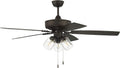 Craftmade 52' Outdoor Pro Plus OP104ESP5 Wet Rated Fan with Clear 3 Light Kit in Espresso with ABS Matte Espresso Blades
