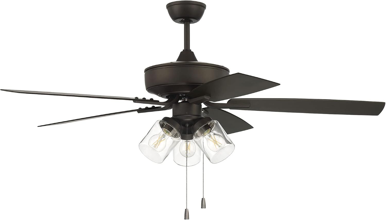 Craftmade 52' Outdoor Pro Plus OP104ESP5 Wet Rated Fan with Clear 3 Light Kit in Espresso with ABS Matte Espresso Blades