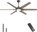 WINGBO Ceiling Fan with Lights - 64 inch Ceiling Fan with Remote,3CCT, Dimmable Light,6 Blades Modern Ceiling Fan, 6-Speed Noiseless Powerful DC Motor, ETL Listed, Indoor/Outdoor, Charcoal gray +Light