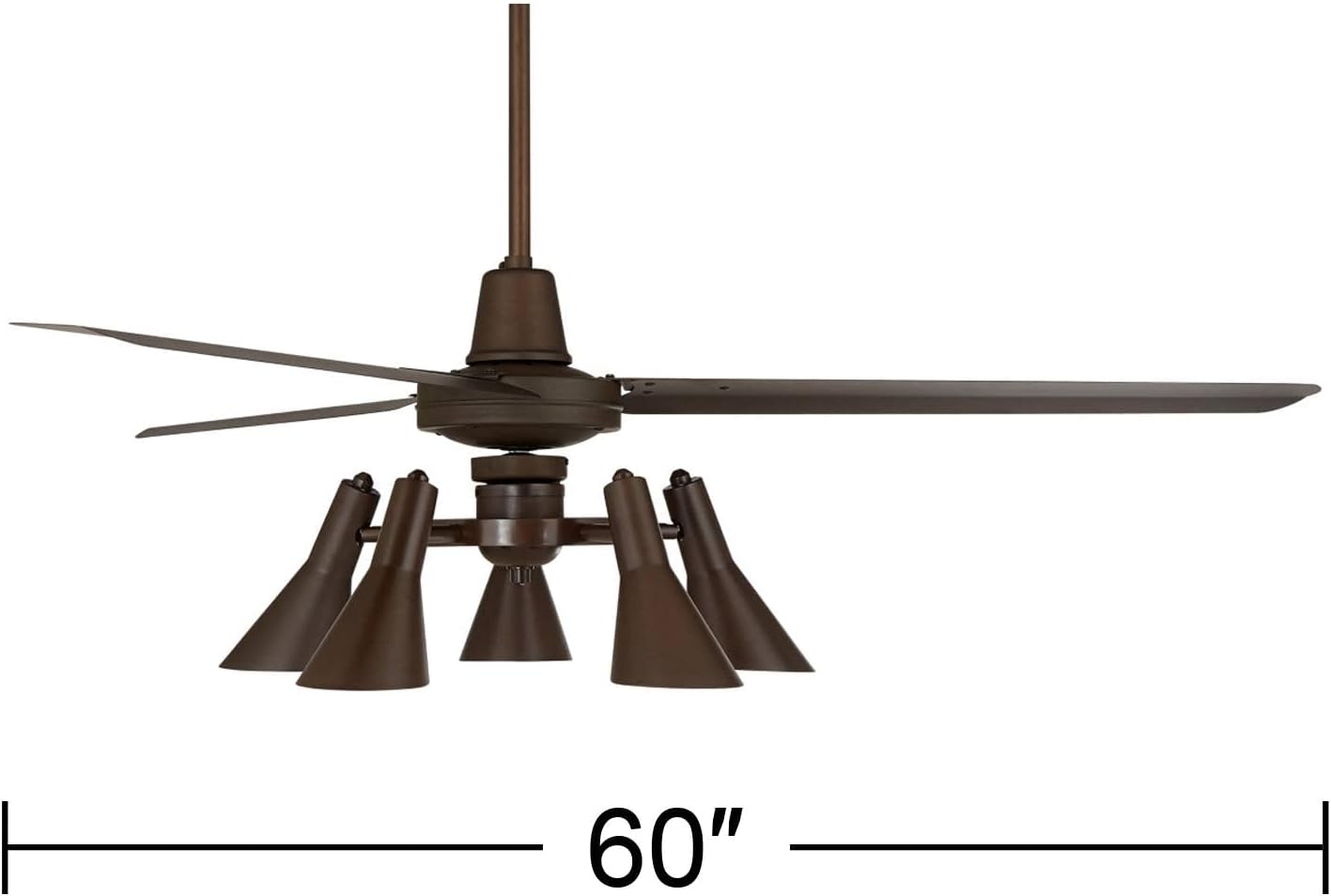 Casa Vieja 60' Turbina Industrial Retro 3 Blade Indoor Ceiling Fan with Light LED Remote Oil Rubbed Bronze Adjustable Head for House Bedroom Living Room Home Kitchen Dining Office