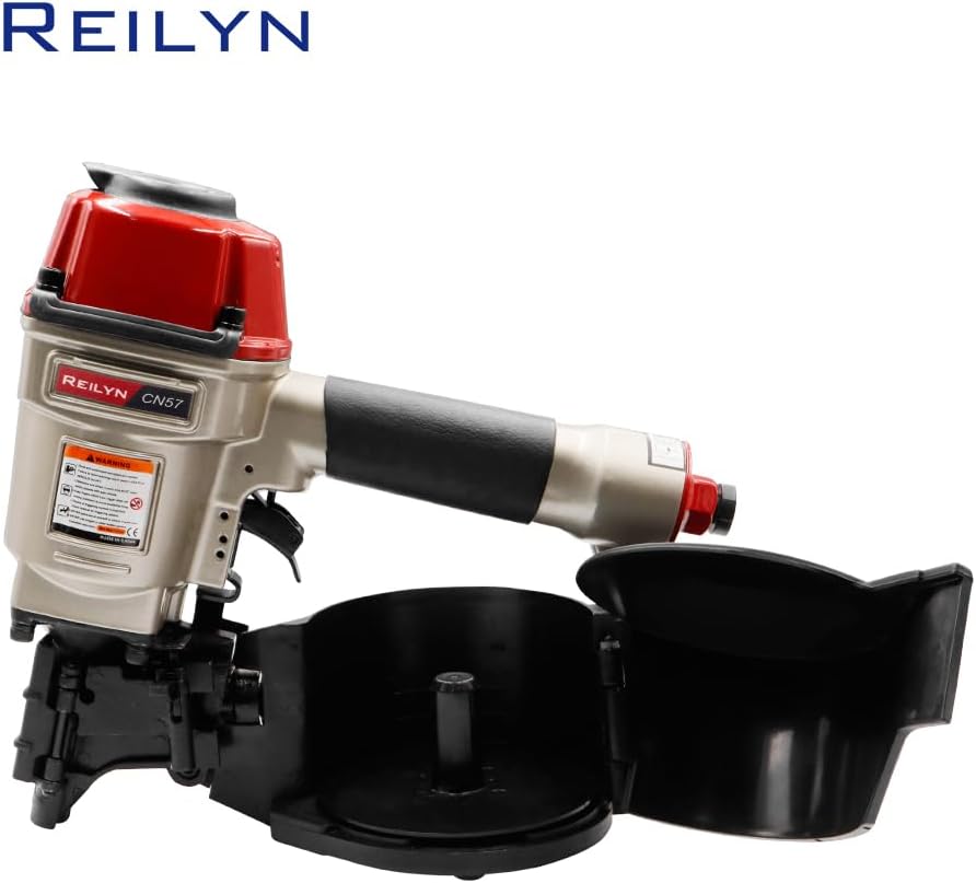 Coil Nail Gun CN57, 1-1/4 Inch to 2-1/4 inch Pneumatic Siding Nailer, 15 Degree Framing Coil Nailer for Pallet, Crating, Framing, Fencing