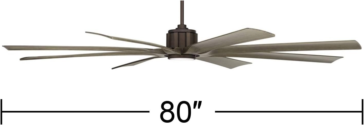 Possini Euro Design 80' Defender Rustic Farmhouse Indoor Outdoor Ceiling Fan with Dimmable LED Light Remote Control Oil Rubbed Bronze Damp Rated for Patio Exterior House Porch Gazebo Garage Barn