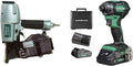 Bundle of Metabo HPT Coil Siding Nailer | NV65AH2 + Metabo HPT 18V MultiVolt Cordless Triple Hammer BOLT Impact Driver Kit | WH18DC