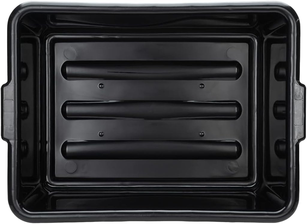 Restaurantware TUBS ONLY: RW Clean 22 Inch x 15.7 Inch Bus Tubs 12 Deep Bus Boxes - Lid Sold Separately With Handles Black Plastic Restaurant Tubs Heavy-Duty For Kitchen Organization