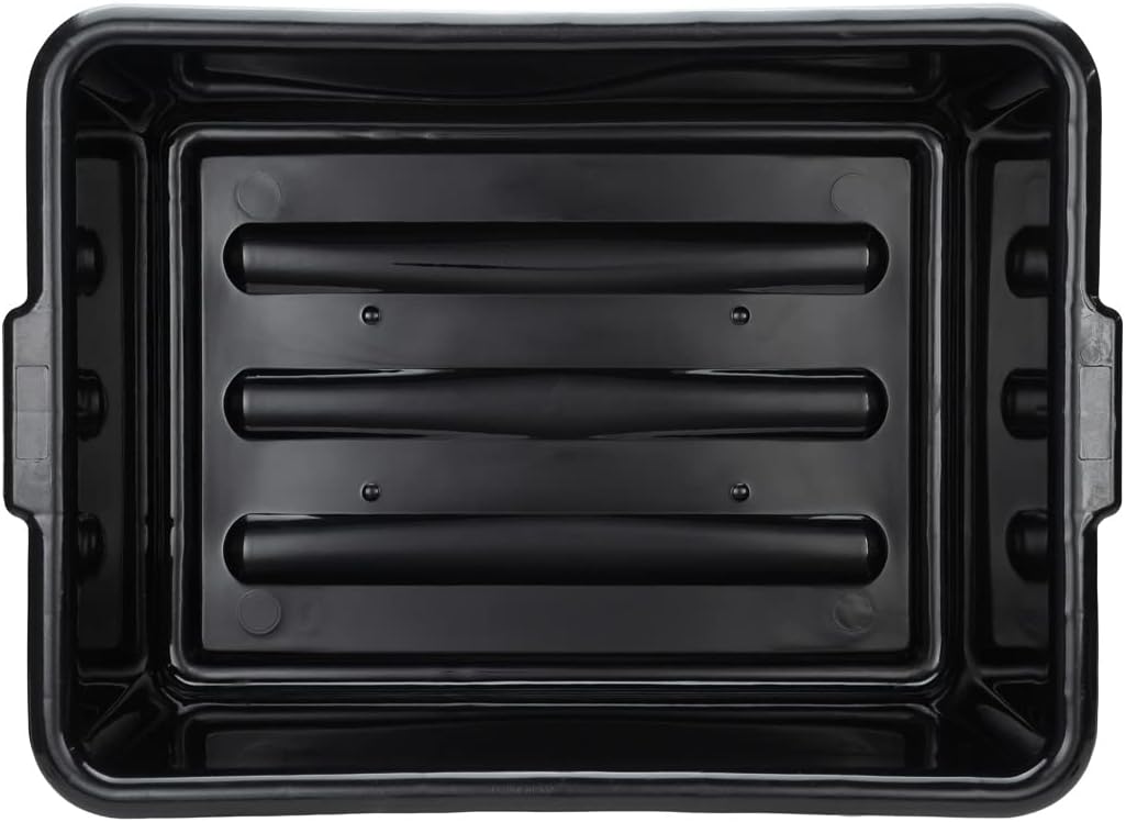Restaurantware TUBS ONLY: RW Clean 22 Inch x 15.7 Inch Bus Tubs 12 Deep Bus Boxes - Lid Sold Separately With Handles Black Plastic Restaurant Tubs Heavy-Duty For Kitchen Organization