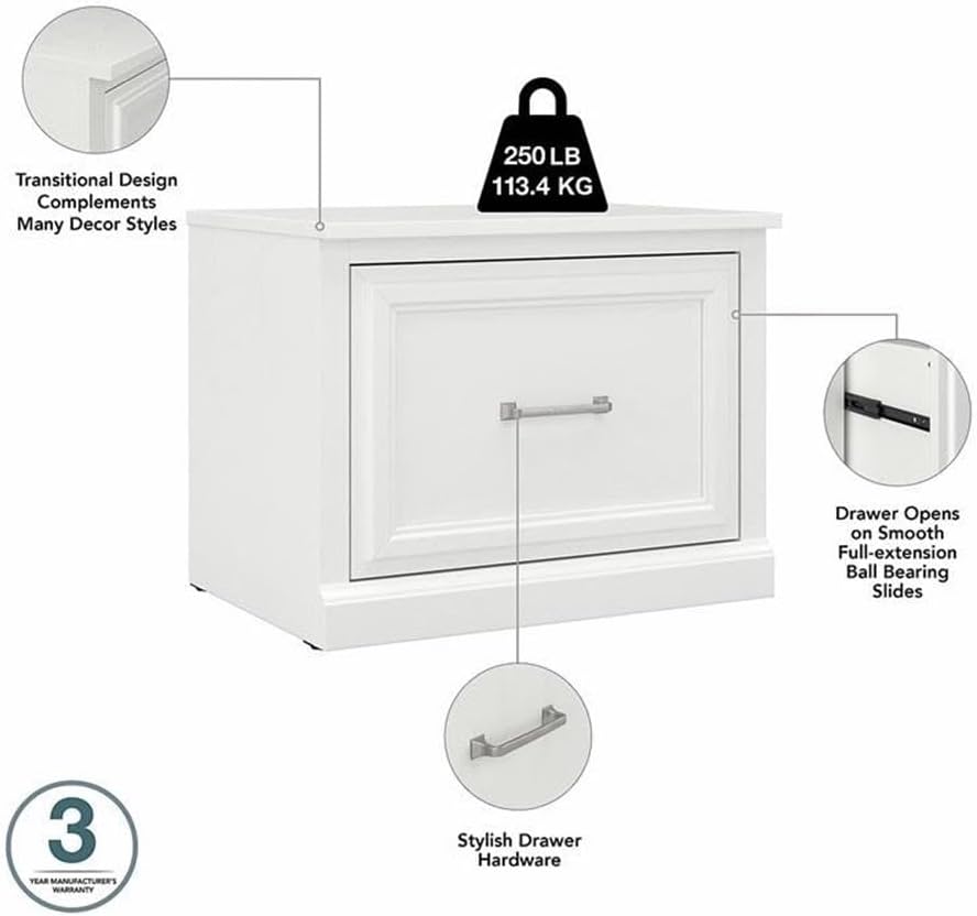 Bush Furniture Woodland 24W Small Shoe Bench with Drawer in White Ash | Narrow Footwear Organizer for Home Entryway, Mudroom, and Foyer