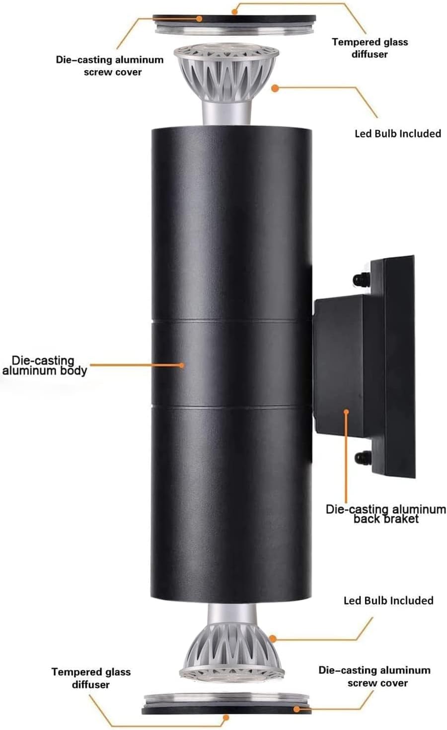 rosykite Dusk to Dawn Outdoor Wall Lighting,Double Up Down Aluminum Waterproof Wall Light with Sensor -Modern Outdoor Light Fixture for Porch, Backyard and Patio-ETL Listed (4 Pack)