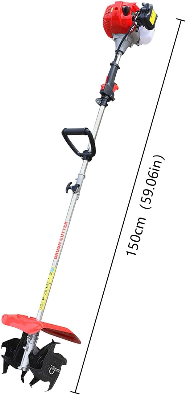 Handheld Cordless Tiller Cultivator, 2-Stroke 42.7CC Gas Gasoline Cultivator Weeder, 1.25KW 6500 RPM Single Cylinder Mini Tiller Cultivator Rototiller Reclamation Tillage Machine, for Garden Backyard