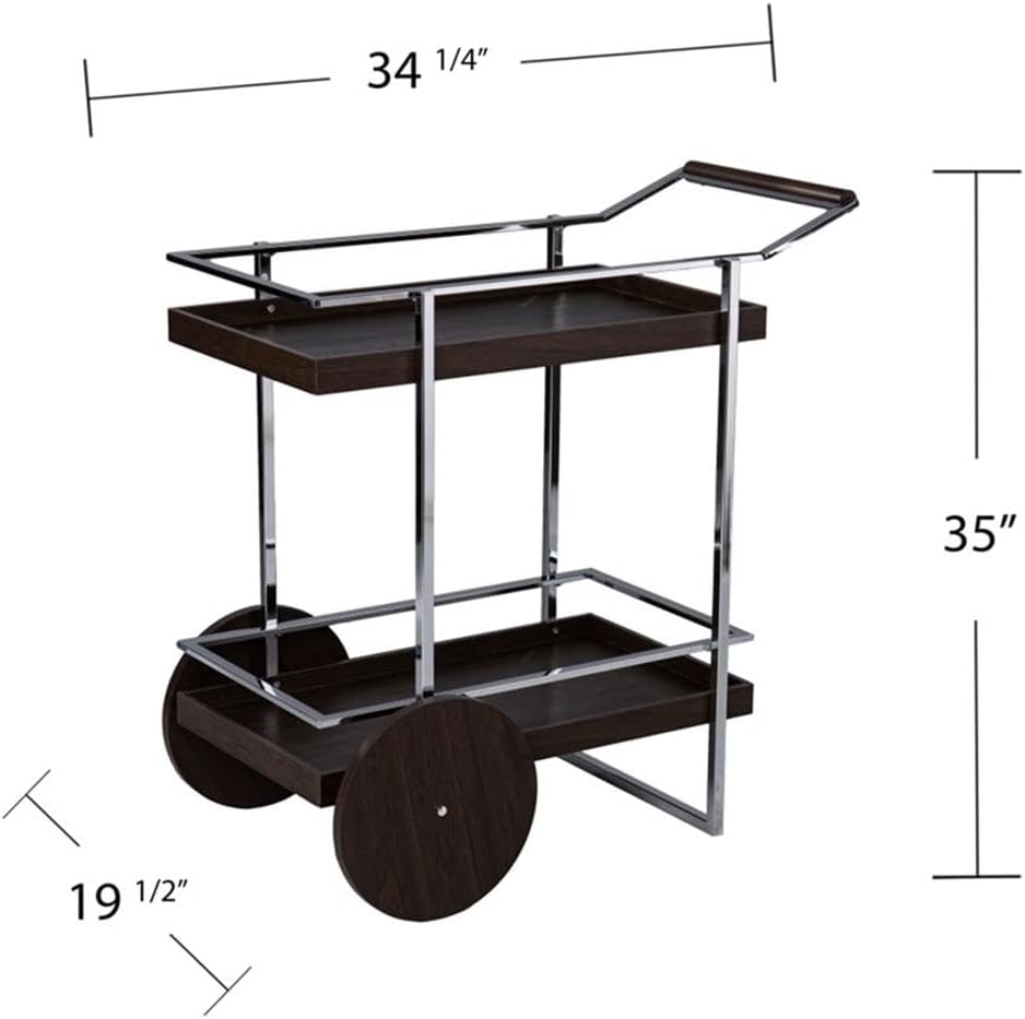 SEI Furniture Dorben Rolling Bar Cart, Wine Glass and Glass Holder, Brown