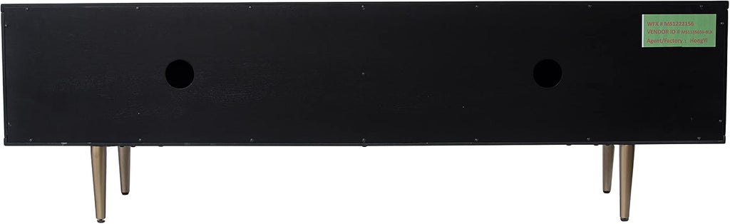 SEI Furniture - Pilston 4-Door Media Console - Black - Transitional Design, Black Iron and Wood - Ideal for Living Room, Family Room (MS1222156)