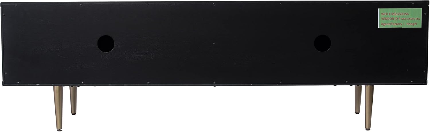 SEI Furniture - Pilston 4-Door Media Console - Black - Transitional Design, Black Iron and Wood - Ideal for Living Room, Family Room (MS1222156)