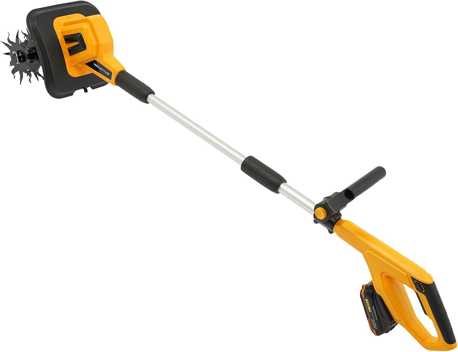 20V Cordless Tiller Cultivator, Electric Garden Tiller with 270 RPM Battery Powered, 8.7In Tilling Width & 6.3In Depth Powerful Cordless TilIer Cultivator for Gardening (Number of Blades: 4)