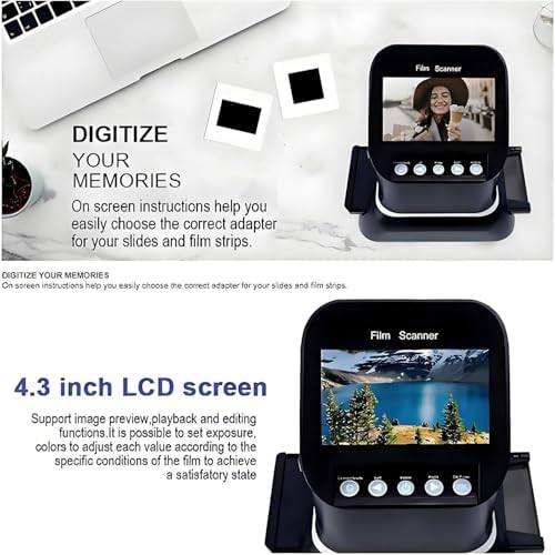 Film Scanner, High Resolution 22 Mega Pixels Slide Negative Photo Scanner with 4.3' LCD Screen and Built-in 128MB Memory