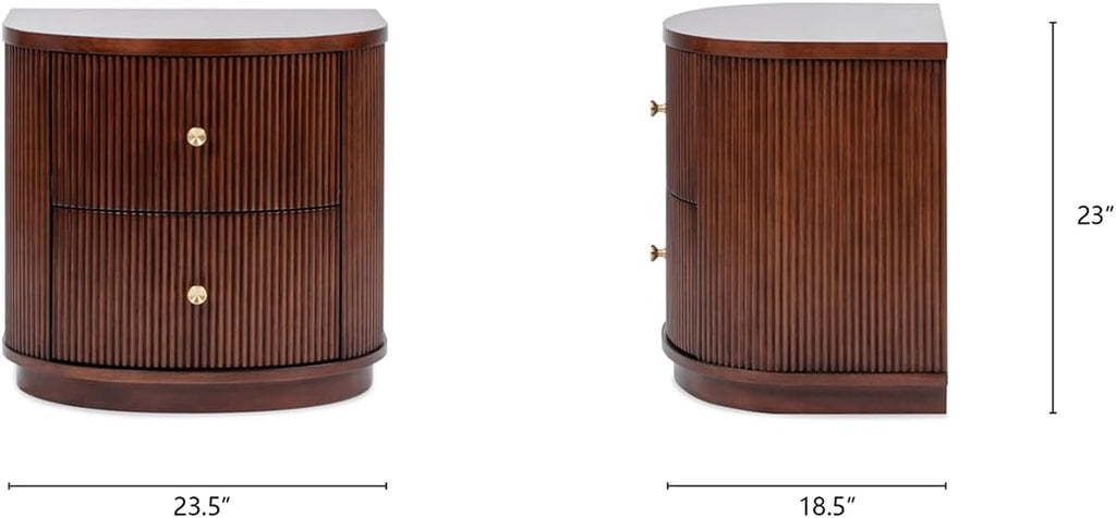 Jennifer Taylor Home Valentine 24' 2-Drawer Storage Side Table, Dark Walnut Beech Wood