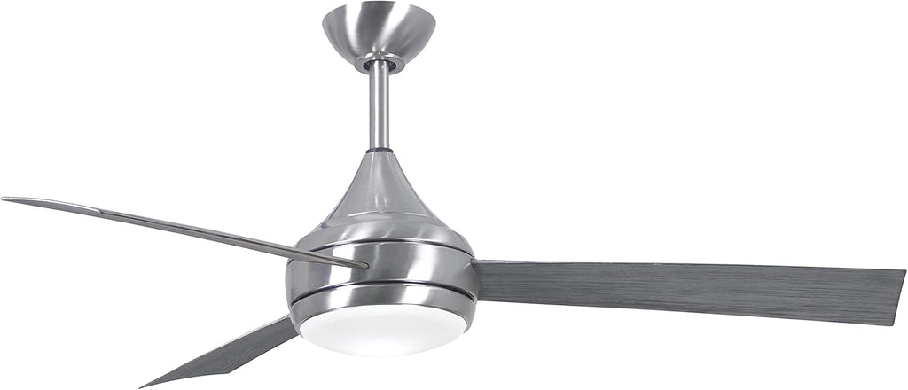 Matthews DA-BS-BW Donaire Outdoor Wet/Salt Water Rated 52' Marine-Grade Coastal Ceiling Fan with LED Light & Remote, Brushed Stainless with Barn Wood Tone