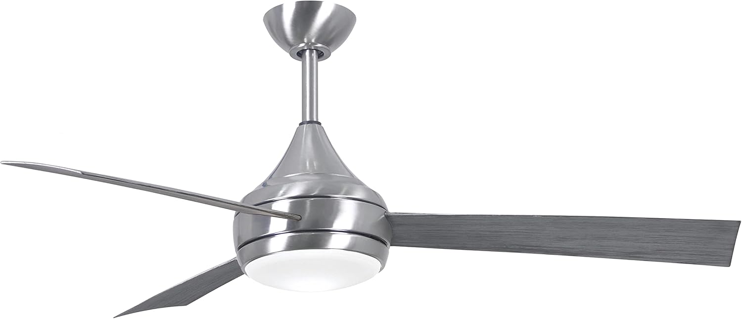 Matthews DA-BS-BW Donaire Outdoor Wet/Salt Water Rated 52' Marine-Grade Coastal Ceiling Fan with LED Light & Remote, Brushed Stainless with Barn Wood Tone