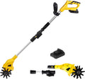 Cordless Tiller Cultivator,4' Width Handheld Garden Cultivators with 20 Manganese Steel Tines Household Electric Rototiller for Farm,Park,Garden,Yard 1Battery
