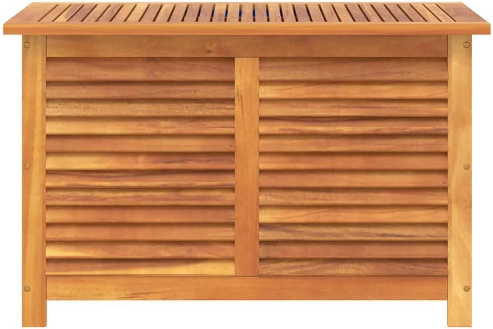 Wooden Patio Storage Box Outdoor Storage Container with Louver for Patio Furniture Cushions, Teak Wood Deck Box, 35.4'x19.7'x22' Solid Wood Acacia,-349