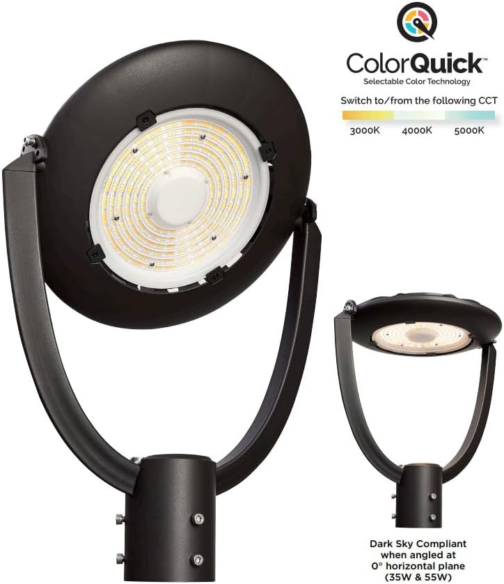 Nuvo 65/893 LED Adjustable Outdoor Post Top Area Light, Selectable Color Temperature, 100 Watts, Bronze Finish