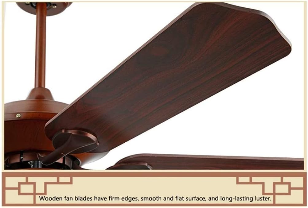 Low Profile Ceiling Fan Retro Ceiling Fan Light LED Remote Control Dinning Room Bedroom Living Room Solid Wood Blades Fan Light Ceiling Lamp Fan Lights Ceiling Fixtures