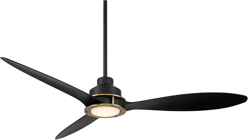 Casa Vieja 56' Veyron Modern Indoor Outdoor Ceiling Fan 3 Blade LED Light Remote Control Matte Black Finish Blades Bedroom Patio Living Room Kitchen Porch Damp Rated Decorative DC Motor Garage