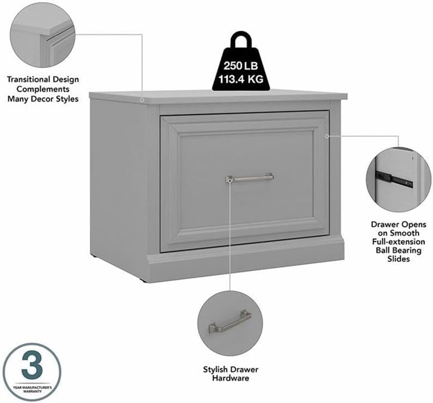 Bush Furniture Woodland 24W Small Shoe Bench with Drawer in Cape Cod Gray | Narrow Footwear Organizer for Home Entryway, Mudroom, and Foyer