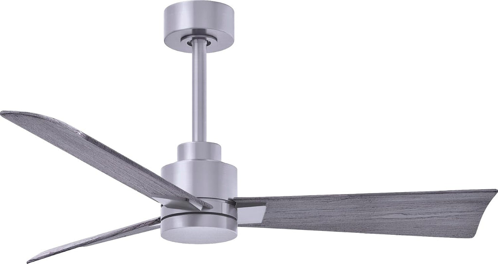 Matthews AK-BN-BW-42 Alessandra Wet Rated 42' Outdoor Ceiling Fan without Light, Remote Included, Silent DC Motor, Brushed Nickel with Barn Wood Tone