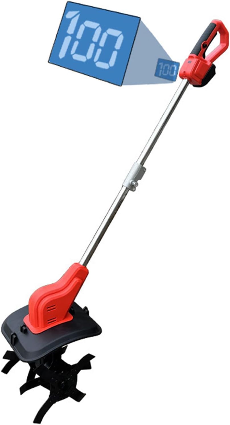 Electric Garden Cultivator Tiller, 24cm Working Depth, 2 Battery Operated, Lightweight Ergonomic Handle - Digital Display, Efficient Performance, Ideal for Gardening