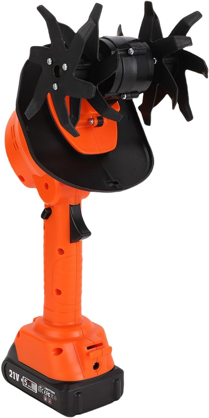 CHICIRIS Cordless Mini Tiller Cultivator, 235RPM Electric with 4 Manganese Steel Blades for Gardening, with 2 x 1.5Ah Batteries 1 Charger, for Soil Weeding Digging in Flower Beds (US Plug)