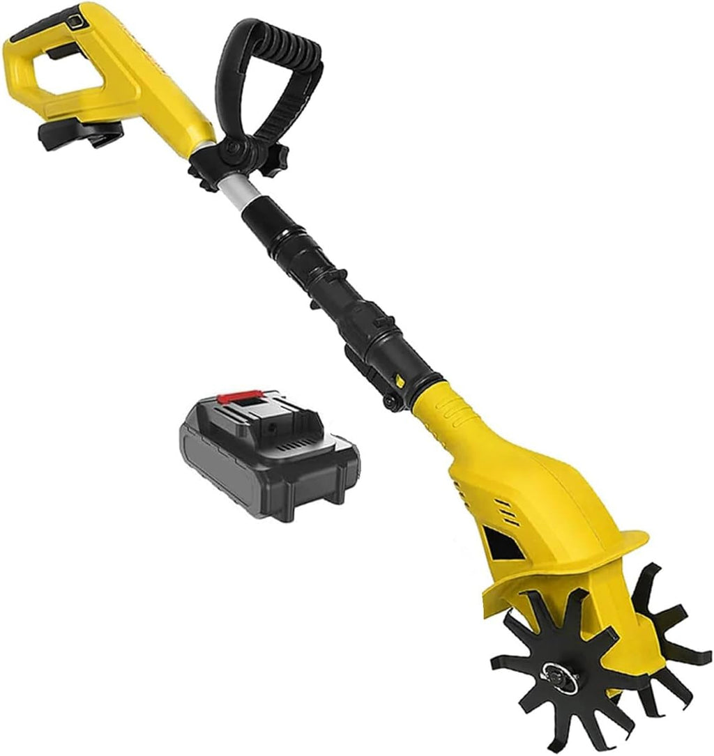 Gardening Tool Cultivation Machine, Cordless Electric Tiller, 250 max RPM Powered Tiller Cultivator, 97-127Cm Adjustable Handle, for Soil Mixing or Reseeding Grass