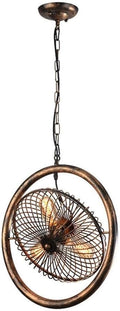 Vintage Industrial Ceiling Lights, Barn Retro Fan Spider Fitting E27 Rust Color Pendant Light Wrought Iron Hanging Lighting for Living Room Bedroom Dining Room Balcony Bar