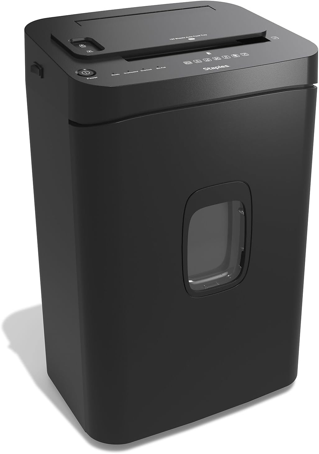 Staples 150-Sheet Micro-Cut Paper Shredder, Autofeed, Anti-Jam, 7.4-Gallon Pull-Out Bin, Black, for Home & Office, Black