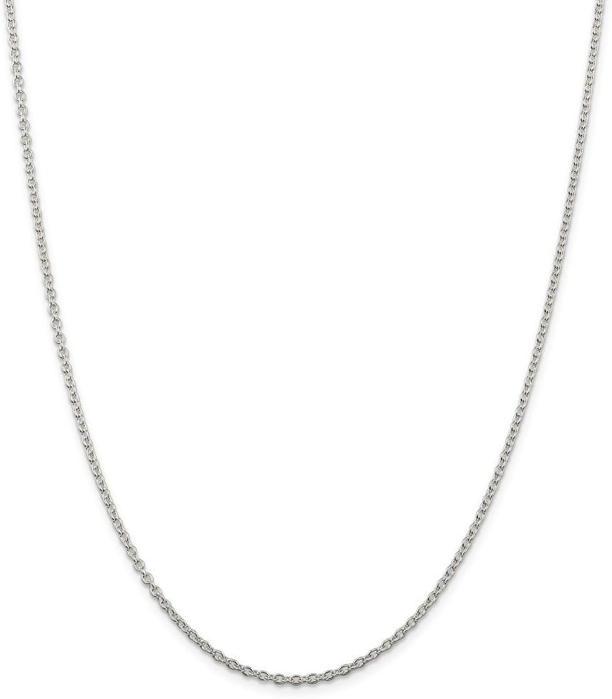 Solid 925 Sterling Silver 2.25mm Cable Chain Necklace - with Secure Lobster Lock Clasp
