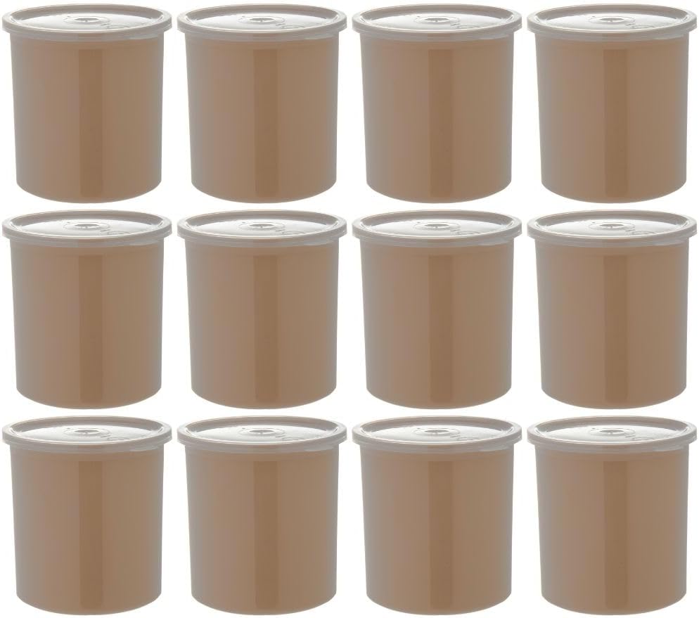 Carlisle FoodService Products Classic Round Storage Container Crock with Lid for Kitchen, Restaurants, Home, Plastic, 1.2 Quarts, Beige, (Pack of 12)