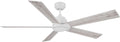 Carro 60 Inch Ceiling Fan without Lights, White Ceiling Fan with Remote Low Profile, 10-Speed Reversible DC Motor, 5 Wood Finish Blades, Indoor, for Bedroom